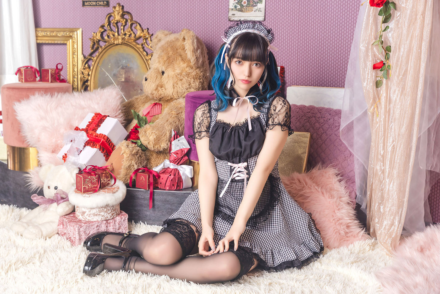 コスプレ メイド コケティッシュガーリー ギンガムコルセットメイド