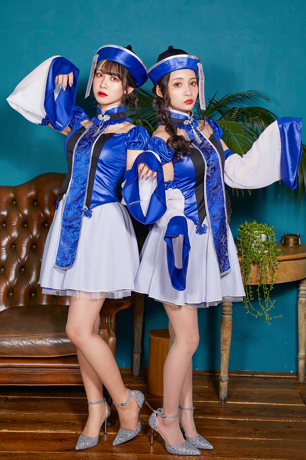 コスプレ ハロウィン キョンシー オリエンタルブルーガーリーキョンシー レディース フリーサイズ ブルー【クリアストーン】