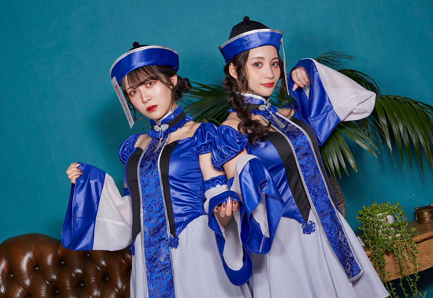 コスプレ ハロウィン キョンシー オリエンタルブルーガーリーキョンシー レディース フリーサイズ ブルー【クリアストーン】