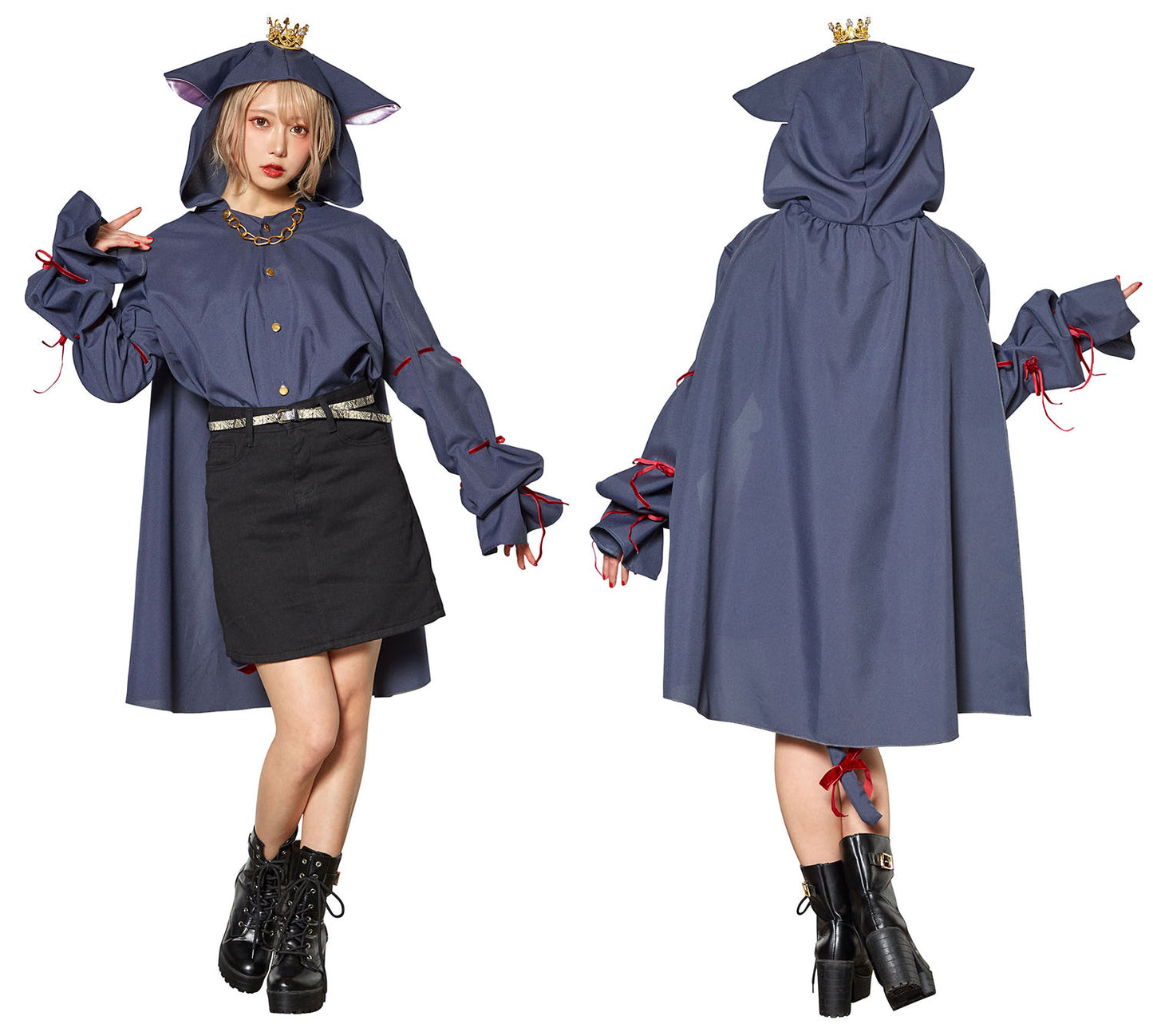 コスプレ ハロウィン 猫 ファングル ケットシーシャツ ユニセックス グレー【クリアストーン】♡