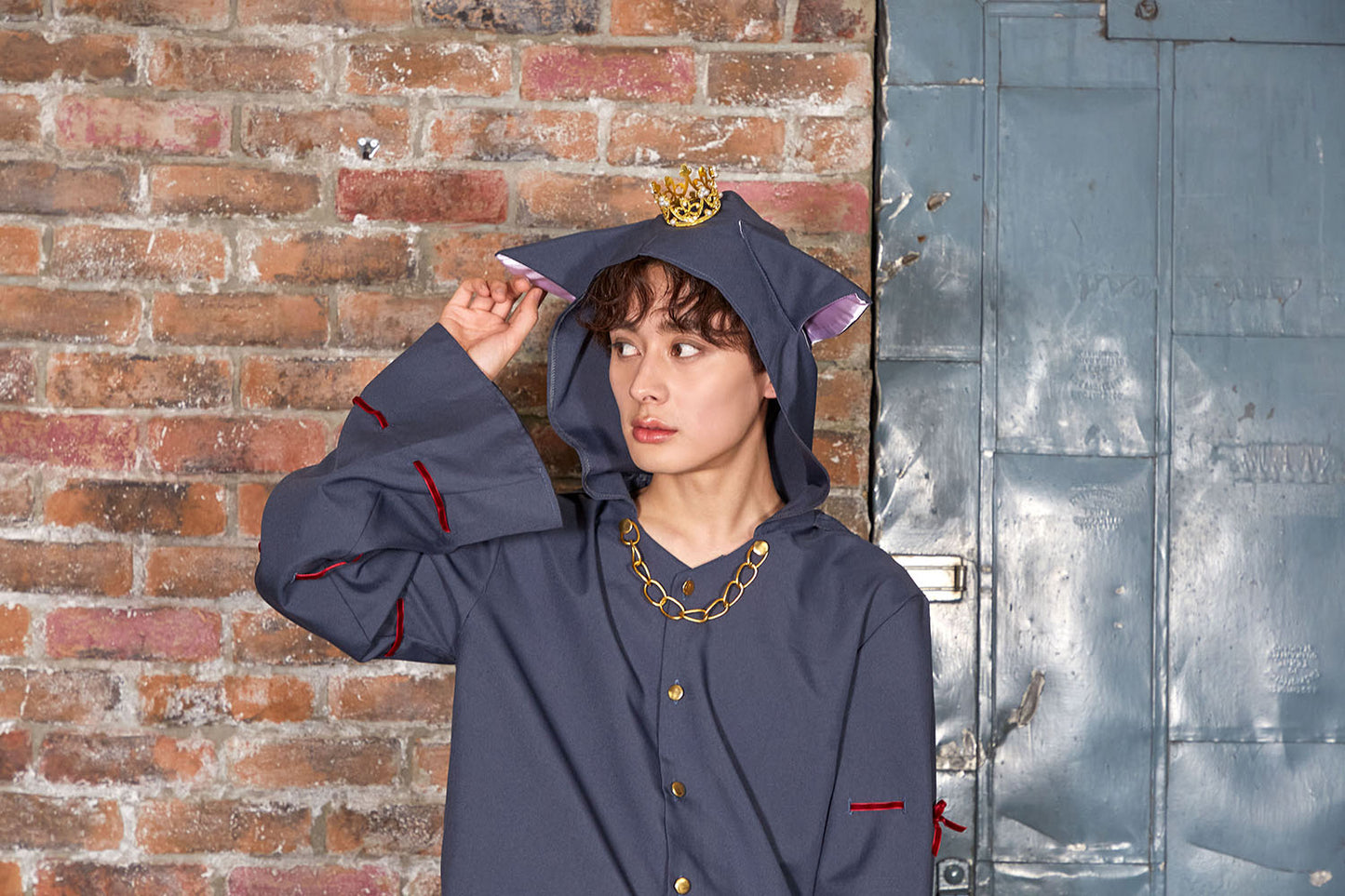 コスプレ ハロウィン 猫 ファングル ケットシーシャツ ユニセックス グレー【クリアストーン】♡