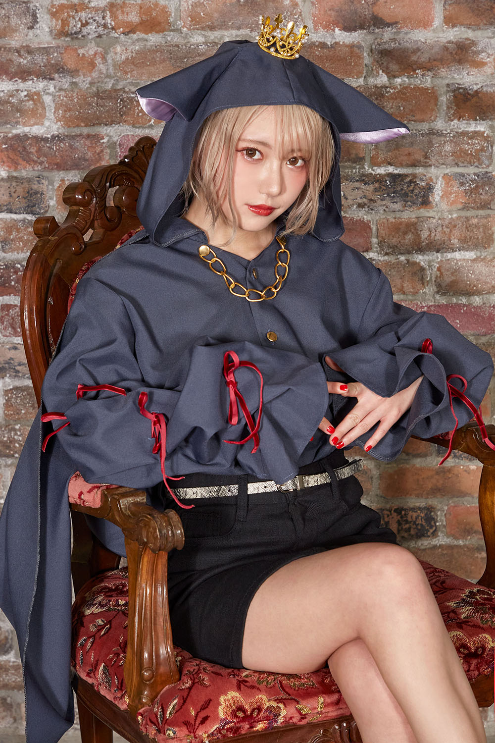 コスプレ ハロウィン 猫 ファングル ケットシーシャツ ユニセックス グレー【クリアストーン】♡