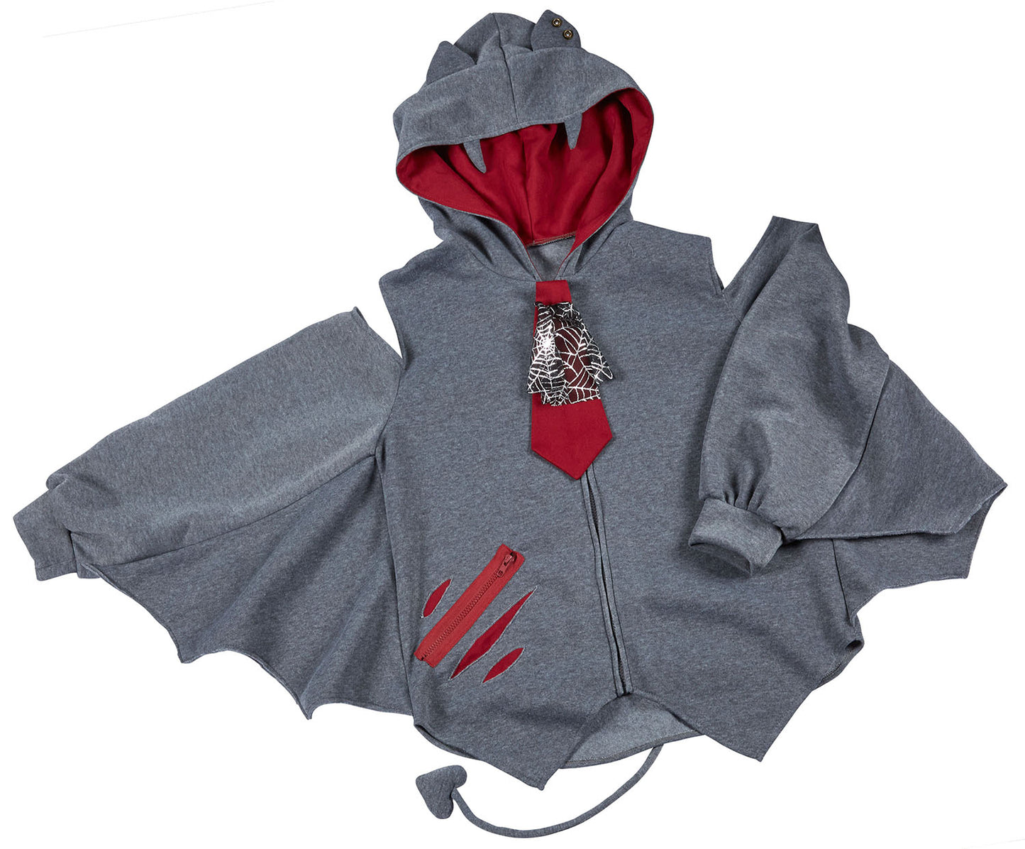 コスプレ ハロウィン こうもり ファングル こうもりパーカー ユニセックス フリーサイズ グレー【クリアストーン】♡