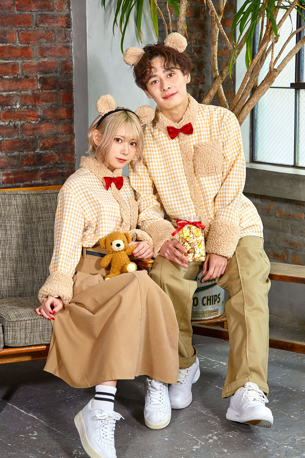 コスプレ ハロウィン くま ファングル テディベアシャツ ユニセックス フリーサイズ ブラウン【クリアストーン】