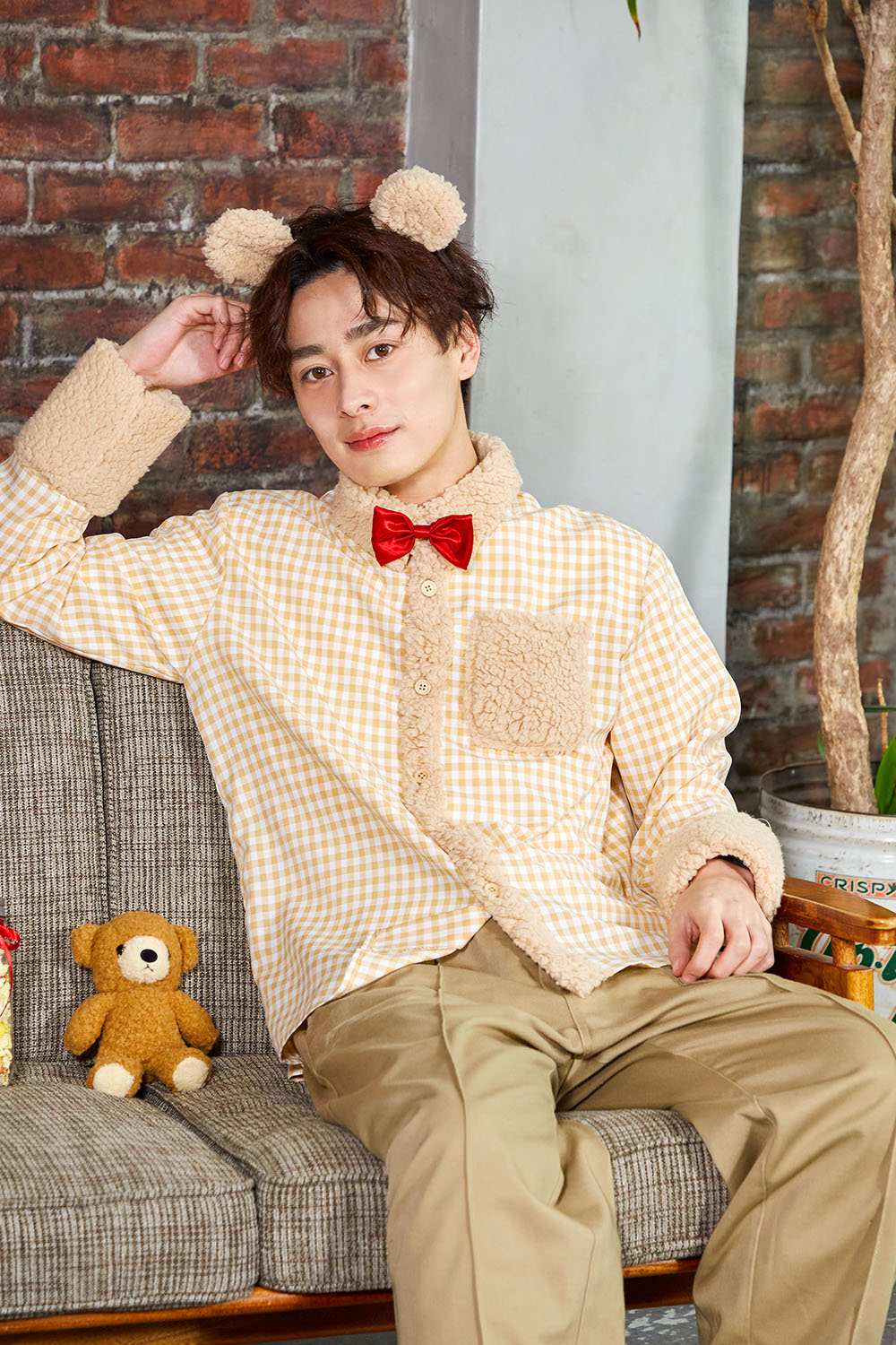 コスプレ ハロウィン くま ファングル テディベアシャツ ユニセックス フリーサイズ ブラウン【クリアストーン】