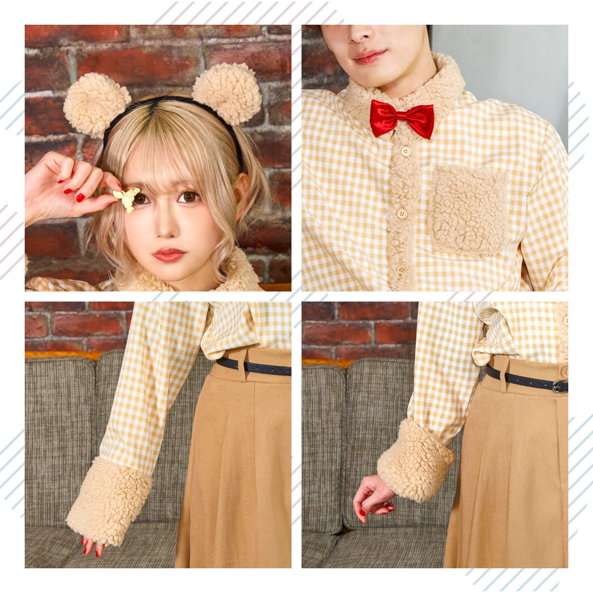 コスプレ ハロウィン くま ファングル テディベアシャツ ユニセックス フリーサイズ ブラウン【クリアストーン】