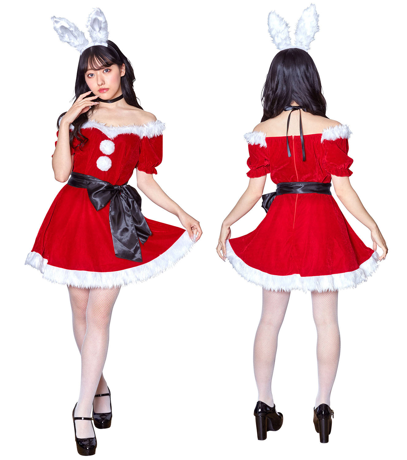 コスプレ クリスマス サンタ ミミノエル 2WAYうさぎサンタ レディース フリーサイズ レッド【クリアストーン】