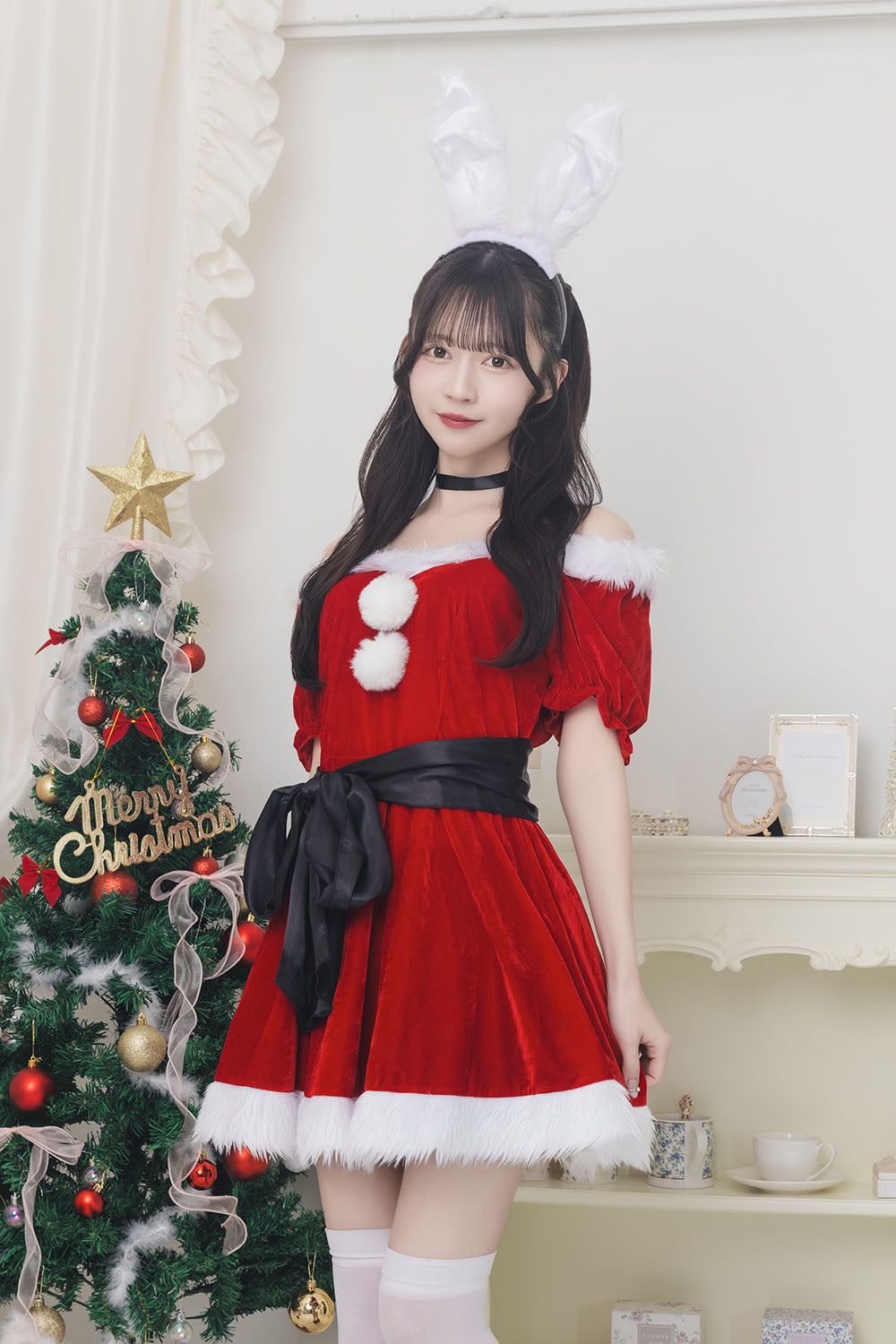 《JamsCollection着用》コスプレ クリスマス サンタ ミミノエル 2WAYうさぎサンタ レディース フリーサイズ レッド【クリアストーン】