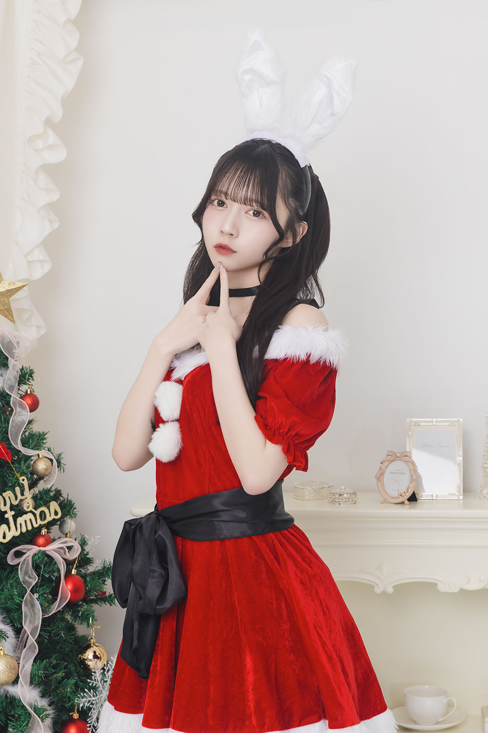 《JamsCollection着用》コスプレ クリスマス サンタ ミミノエル 2WAYうさぎサンタ レディース フリーサイズ レッド【クリアストーン】