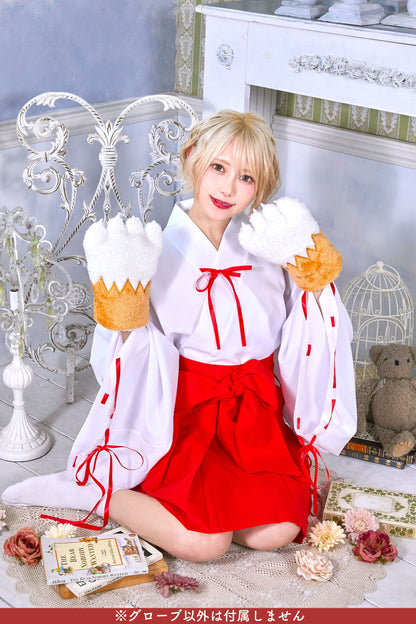 コスプレ 小物 アニマル 動物 仮装 もふもふアニマル ねこ うさぎ きつね おおかみ フリーサイズ ホワイト/ブラック/ブラウン/グレー【クリアストーン】