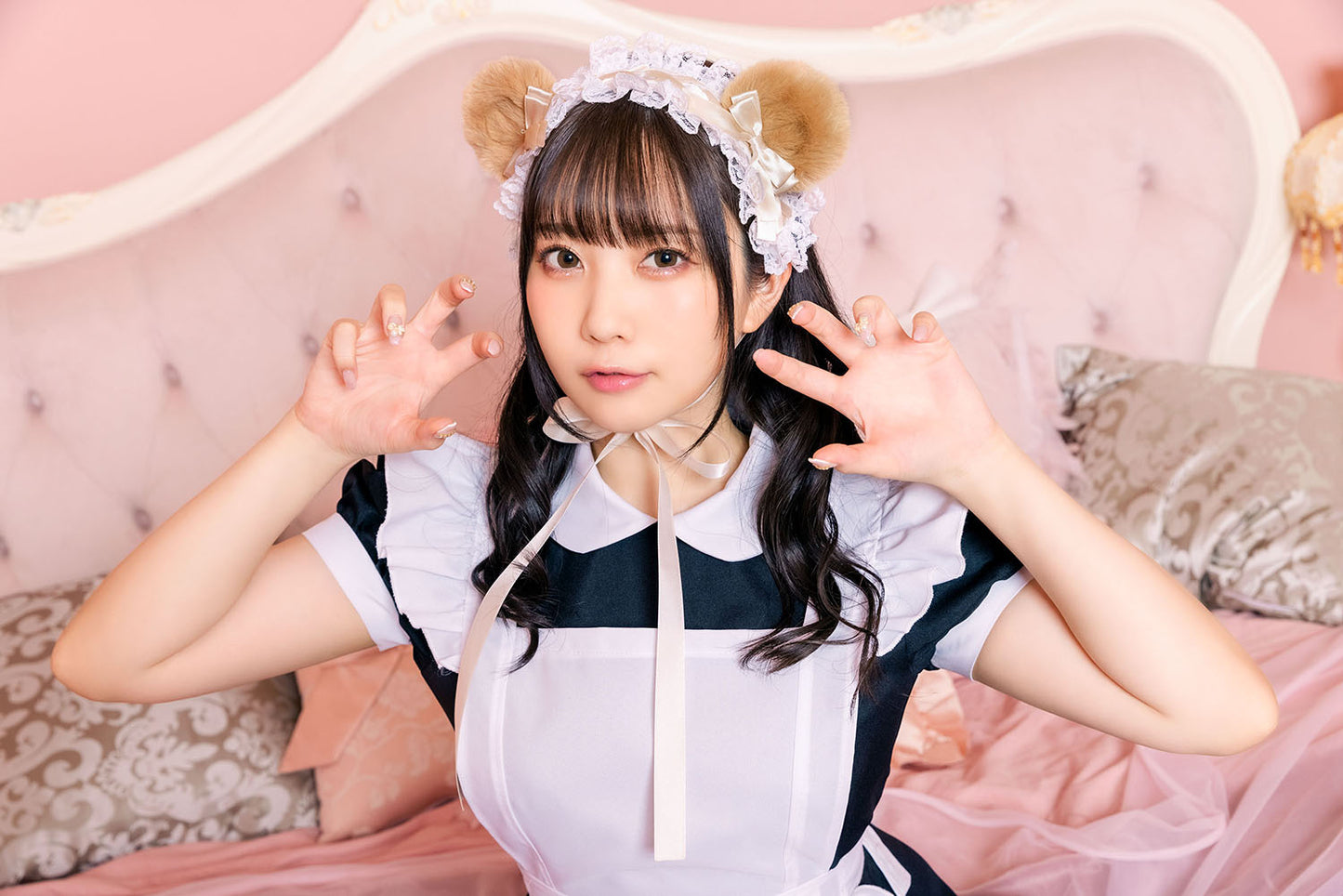 コスプレ小物 ハロウィン アニマルヘッドドレス リリパレ レディース フリーサイズ 白ねこ/黒ねこ/うさぎ/くま【クリアストーン】