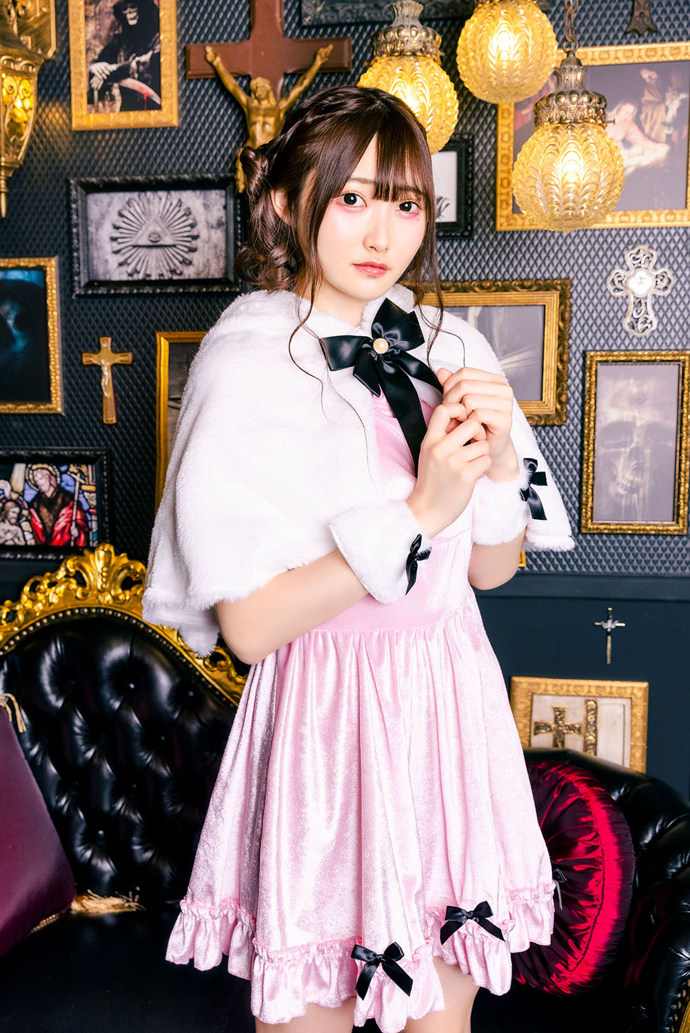 コスプレ ハロウィン うさぎ フロイマイン 清純白うさぎ レディース フリーサイズ ピンク/ブルー 【クリアストーン】