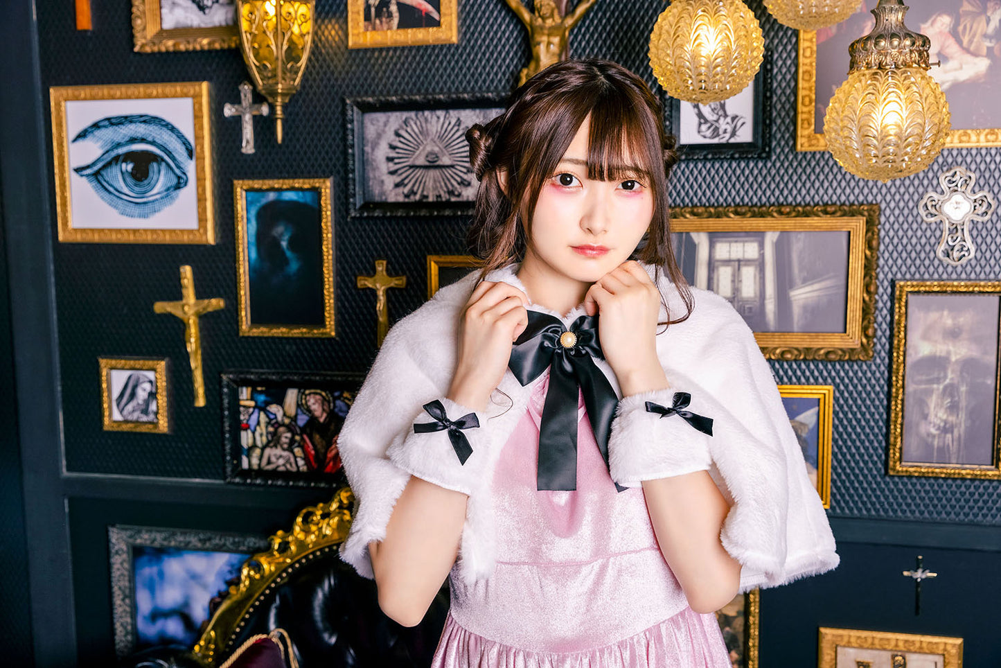 コスプレ ハロウィン うさぎ フロイマイン 清純白うさぎ レディース フリーサイズ ピンク/ブルー 【クリアストーン】