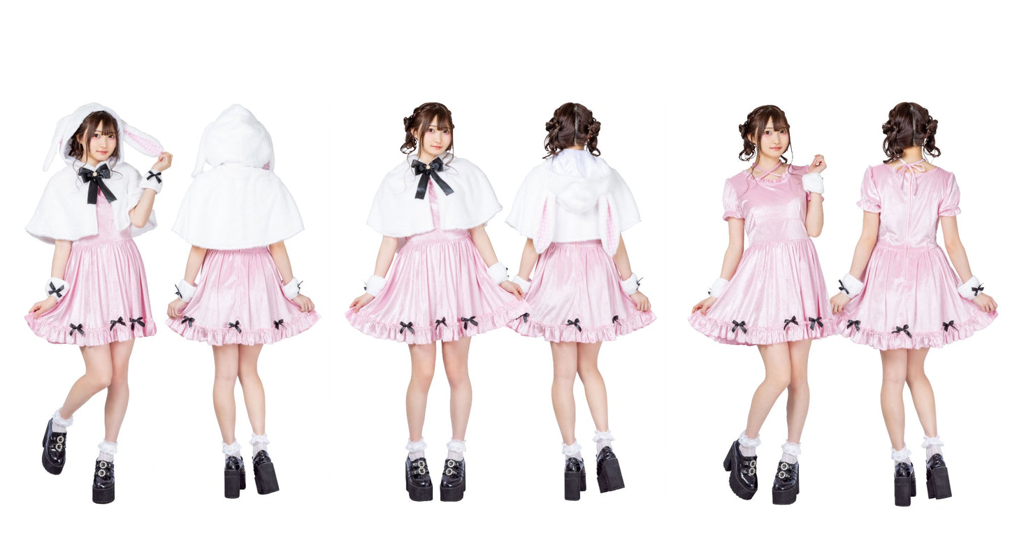 コスプレ ハロウィン うさぎ フロイマイン 清純白うさぎ レディース フリーサイズ ピンク/ブルー 【クリアストーン】