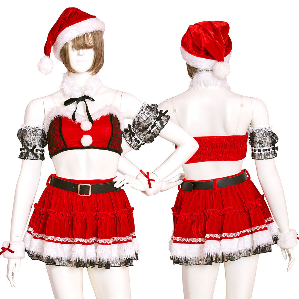 コスプレ クリスマス サンタ シュガーウィップ レースビスチェサンタ レディース フリーサイズ ロイヤルレッド/ロイヤルブルー【クリアストーン】♡