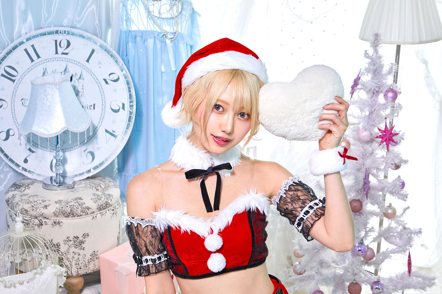 コスプレ クリスマス サンタ シュガーウィップ レースビスチェサンタ レディース フリーサイズ ロイヤルレッド/ロイヤルブルー【クリアストーン】♡