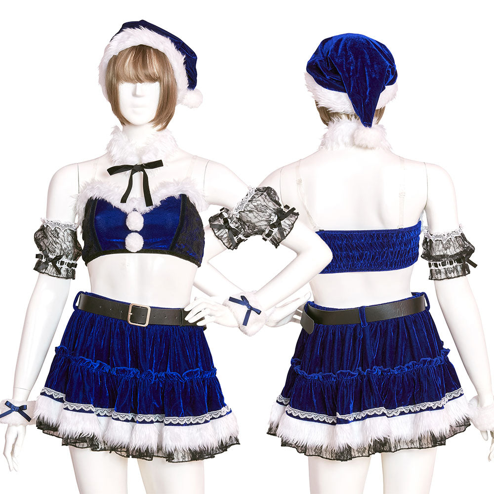 コスプレ クリスマス サンタ シュガーウィップ レースビスチェサンタ レディース フリーサイズ ロイヤルレッド/ロイヤルブルー【クリアストーン】♡