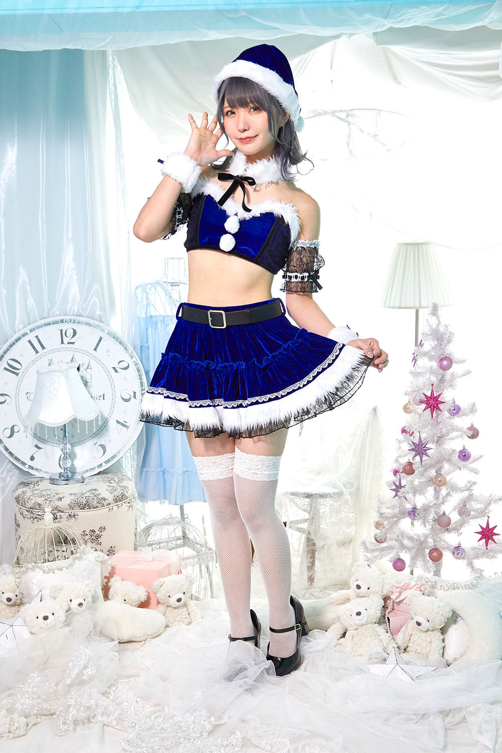 コスプレ クリスマス サンタ シュガーウィップ レースビスチェサンタ レディース フリーサイズ ロイヤルレッド/ロイヤルブルー【クリアストーン】♡