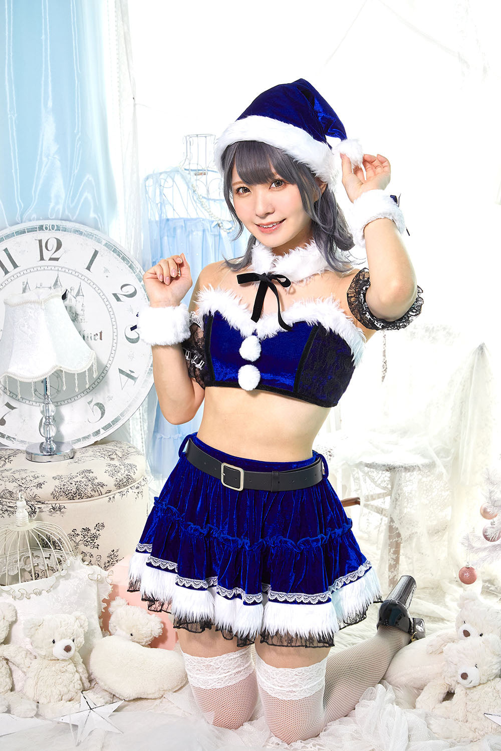 コスプレ クリスマス サンタ シュガーウィップ レースビスチェサンタ レディース フリーサイズ ロイヤルレッド/ロイヤルブルー【クリアストーン】♡