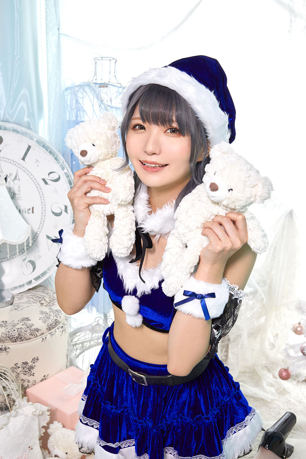 コスプレ クリスマス サンタ シュガーウィップ レースビスチェサンタ レディース フリーサイズ ロイヤルレッド/ロイヤルブルー【クリアストーン】♡