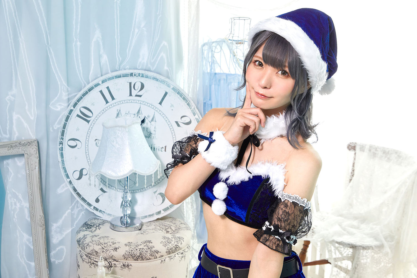 コスプレ クリスマス サンタ シュガーウィップ レースビスチェサンタ レディース フリーサイズ ロイヤルレッド/ロイヤルブルー【クリアストーン】♡