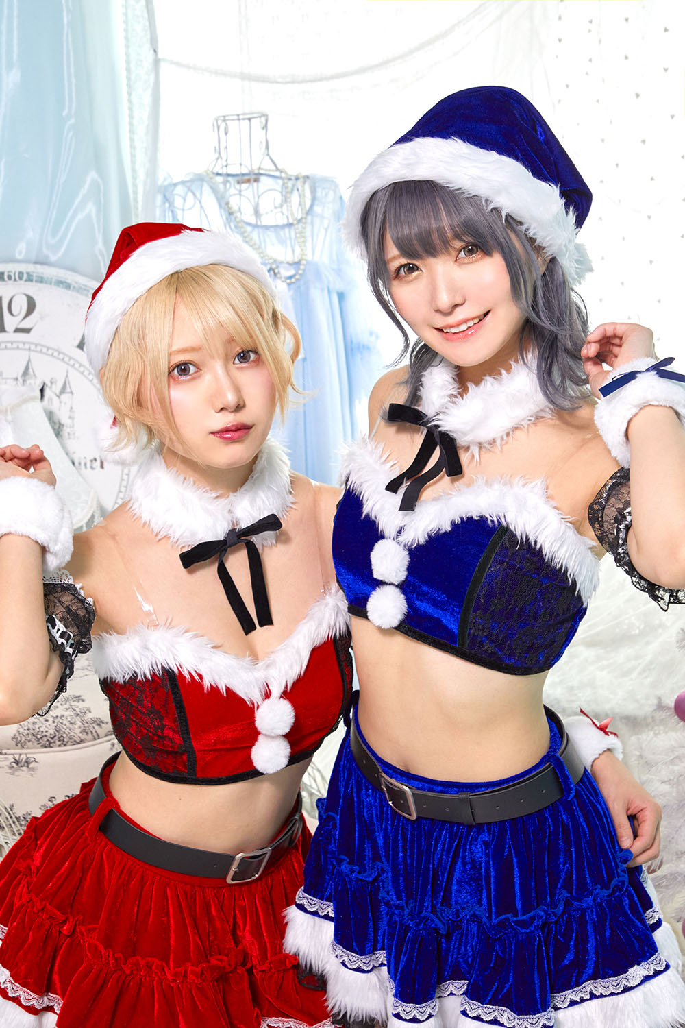 コスプレ クリスマス サンタ シュガーウィップ レースビスチェサンタ レディース フリーサイズ ロイヤルレッド/ロイヤルブルー【クリアストーン】♡