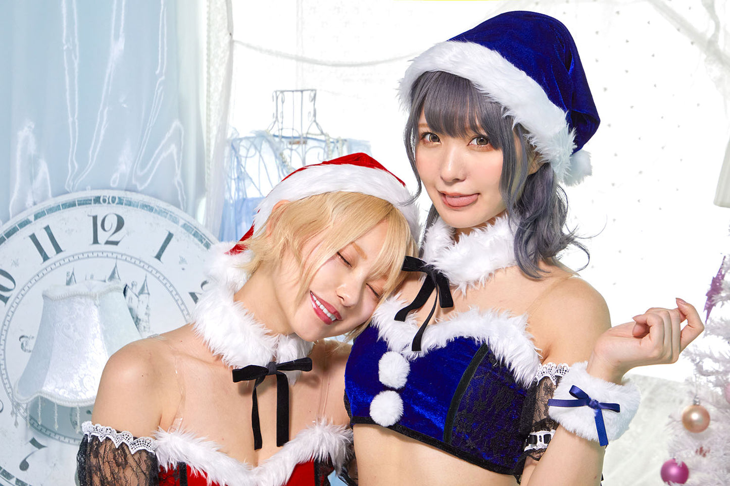 コスプレ クリスマス サンタ シュガーウィップ レースビスチェサンタ レディース フリーサイズ ロイヤルレッド/ロイヤルブルー【クリアストーン】♡