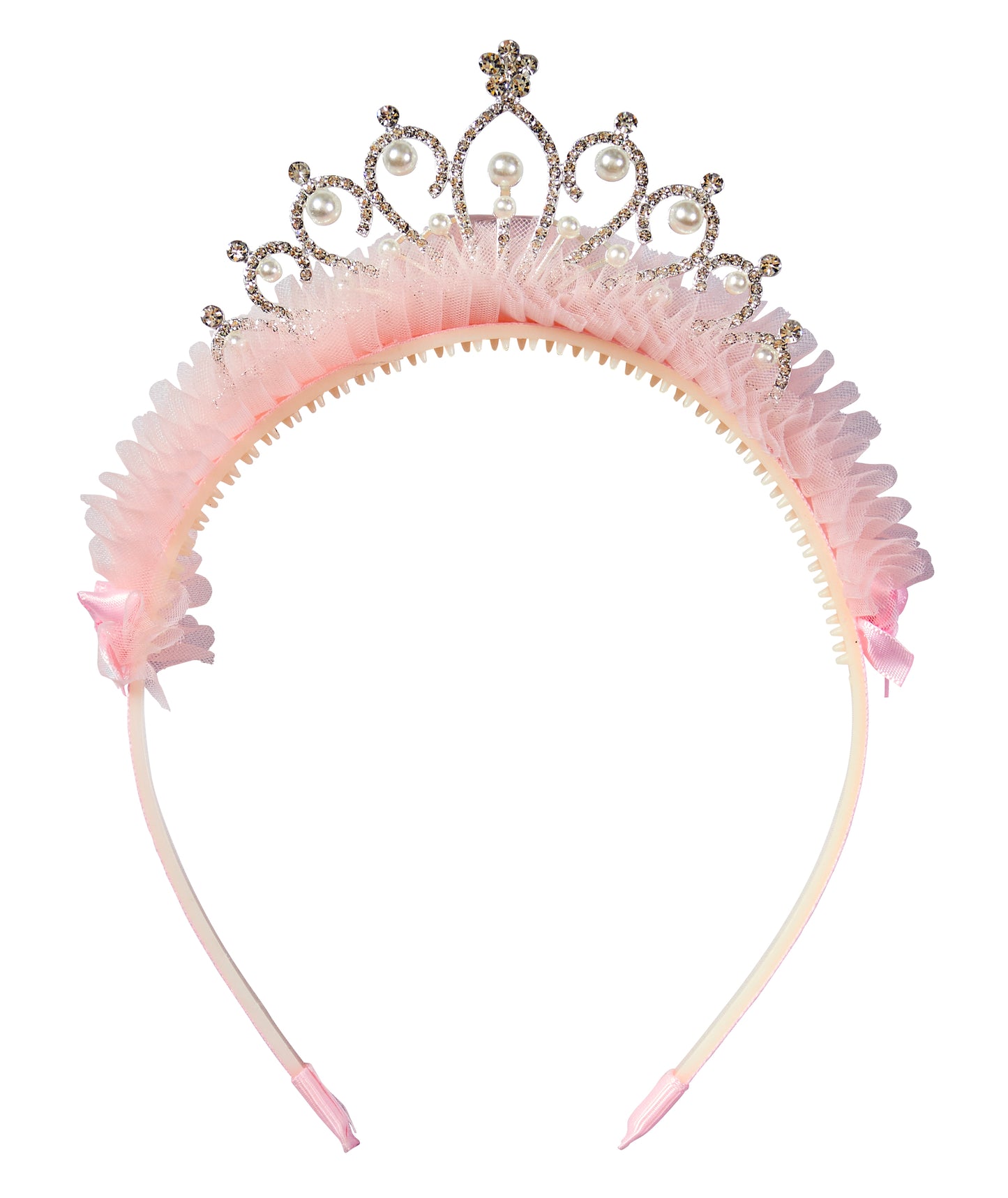 誕生日 お祝い 女子会 装飾 王冠 フェミニンティアラカチューシャ フリーサイズ ピンク【クリアストーン】