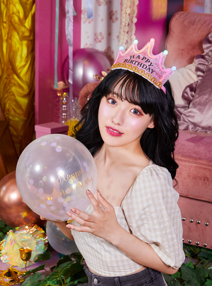 誕生日 お祝い 女子会 装飾 王冠 光るクラウンカチューシャ 髪飾り フリーサイズ シルバー/ピンク【クリアストーン】