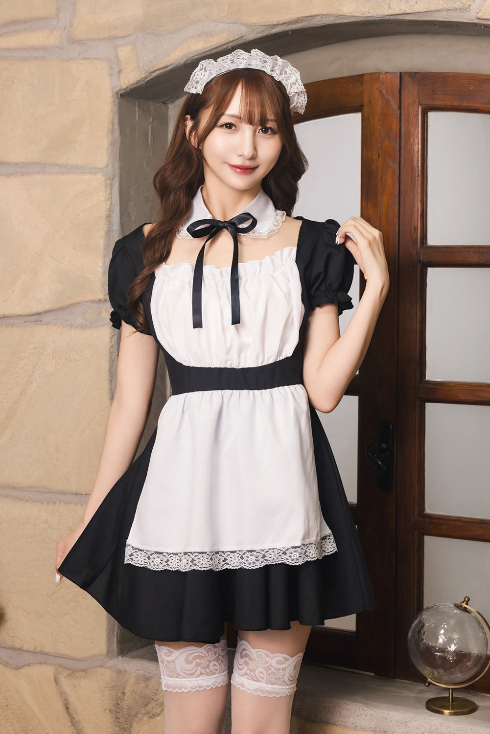 コスプレ メイド シェリーズクローゼット ガーリーメイド レディース フリーサイズ ブラック【クリアストーン】♡