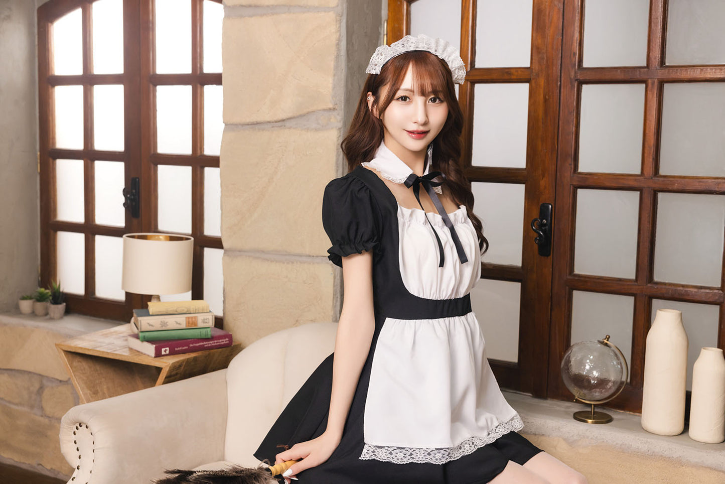 コスプレ メイド シェリーズクローゼット ガーリーメイド レディース フリーサイズ ブラック【クリアストーン】♡