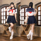 コスプレ セーラー服 シェリーズクローゼット ショートセーラー レディース フリーサイズ ネイビー【クリアストーン】