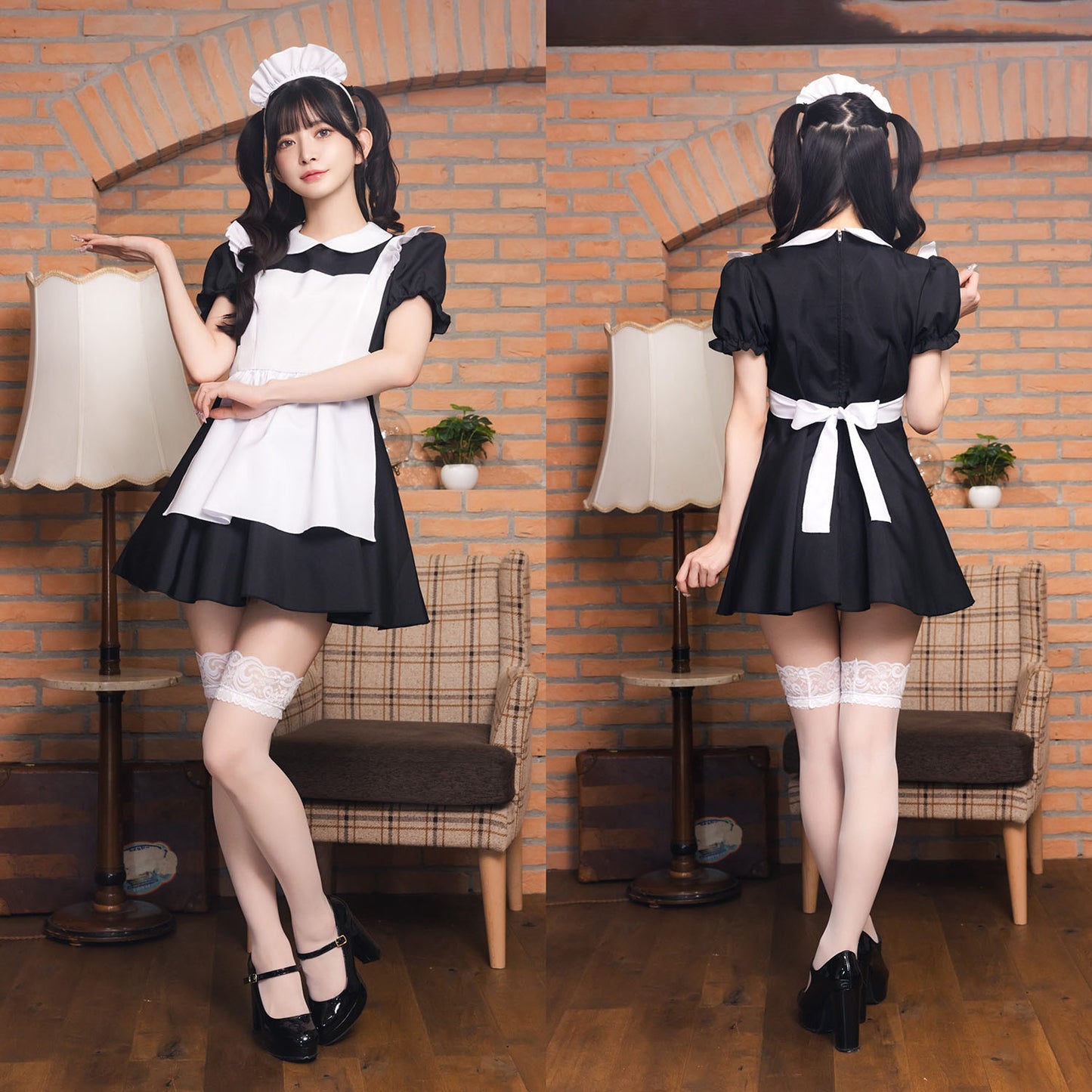 コスプレ メイド シェリーズクローゼット ベーシックメイド レディース フリーサイズ ブラック【クリアストーン】♡