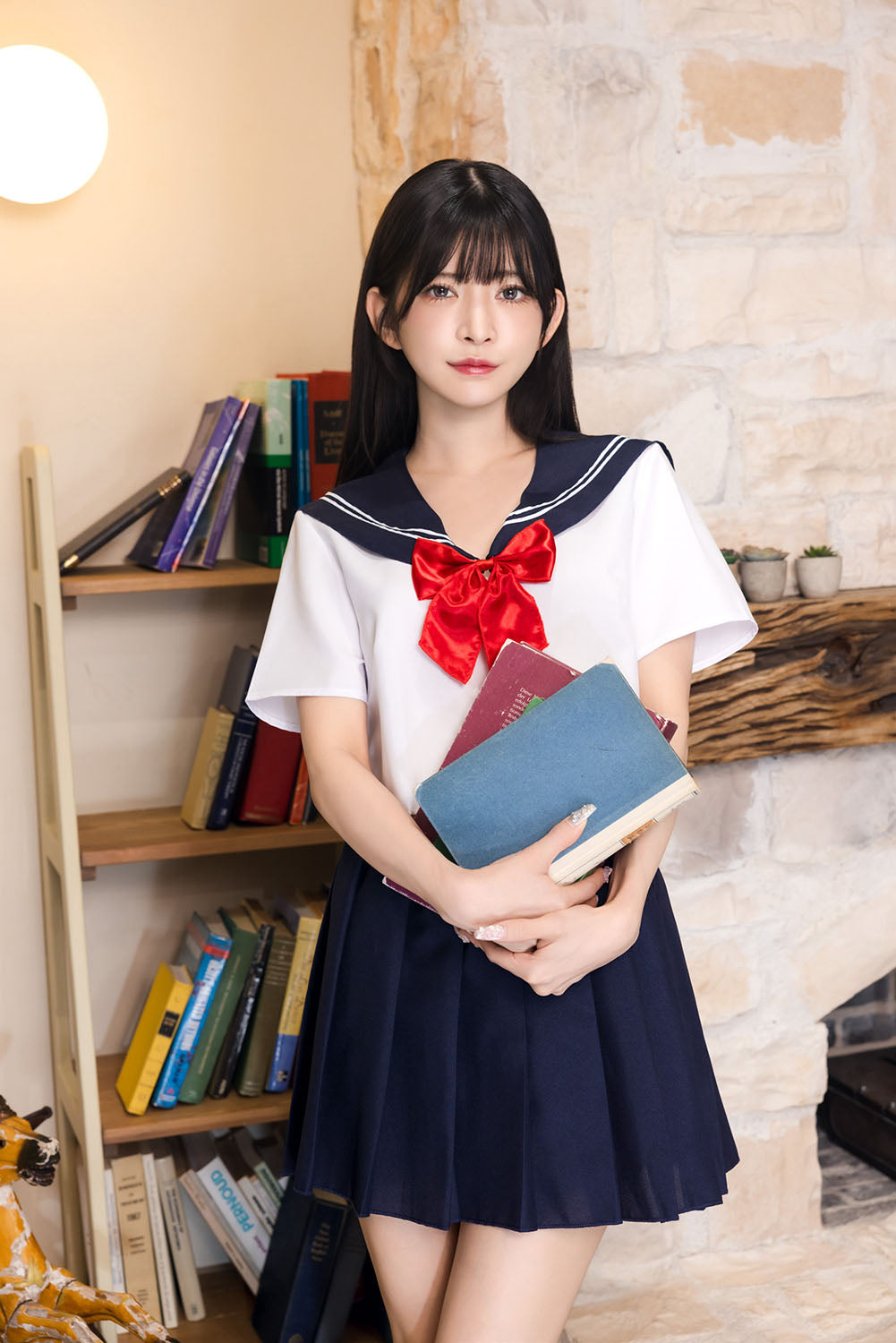 コスプレ 制服 シェリーズクローゼット リボンセーラー レディース フリーサイズ ネイビー【クリアストーン】♡