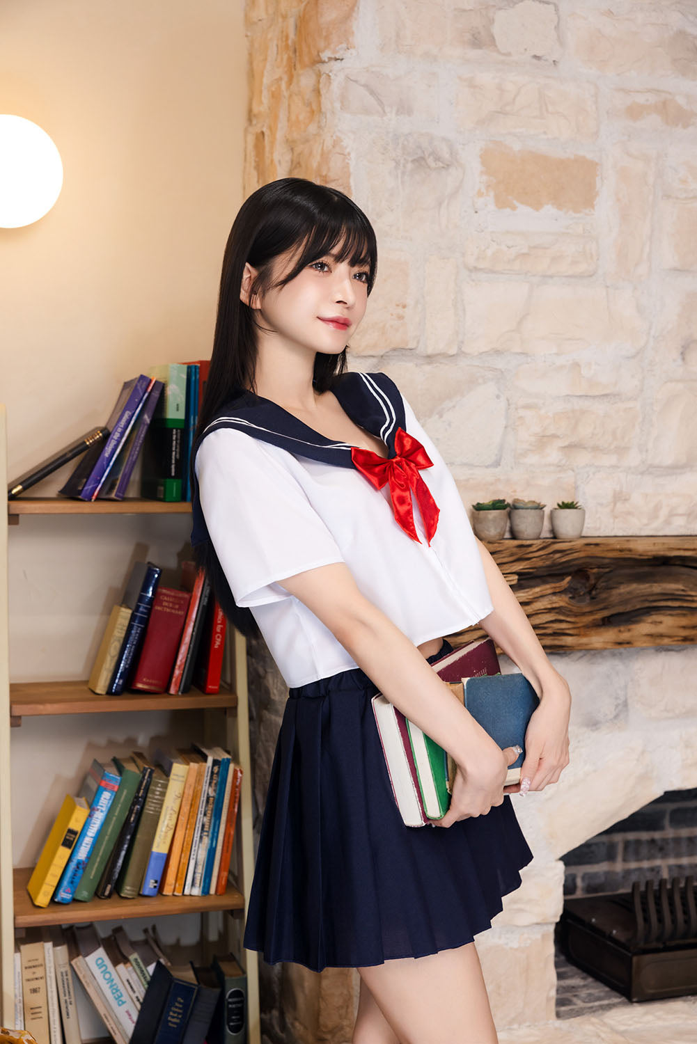 コスプレ 制服 シェリーズクローゼット リボンセーラー レディース フリーサイズ ネイビー【クリアストーン】♡