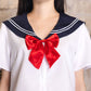 コスプレ 制服 シェリーズクローゼット リボンセーラー レディース フリーサイズ ネイビー【クリアストーン】♡