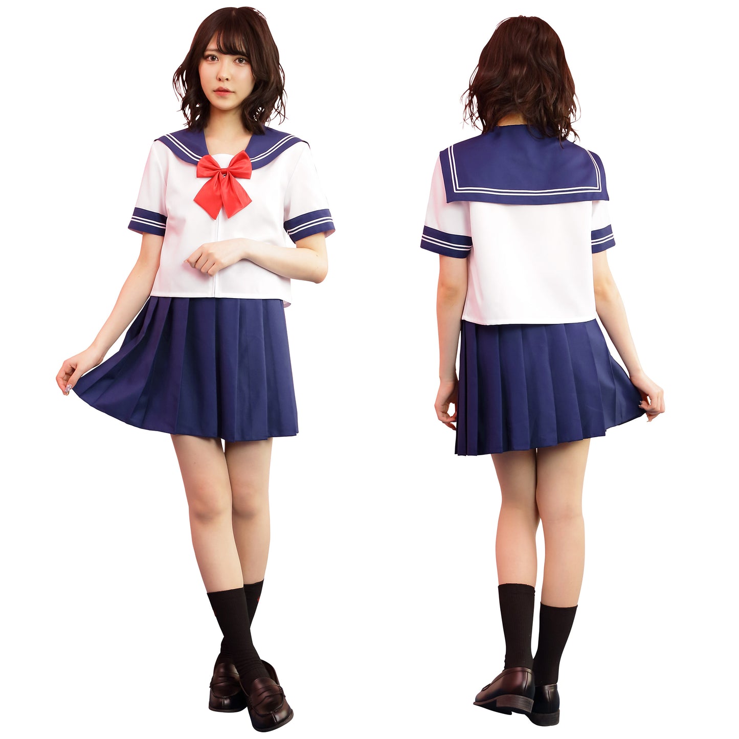 コスプレ セーラー服 制服 トキメキグラフィティ カワイイセーラー レディース フリーサイズ  ネイビー【クリアストーン】