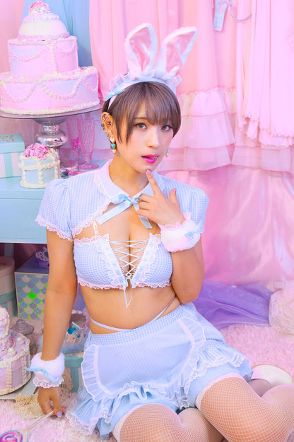 コスプレ メイド うさぎ シュガーウィップ うさメイド ビターピンク/ミルクソーダ/レッドベリー レディース フリーサイズ ピンク/ブルー/レッド【クリアストーン】♡