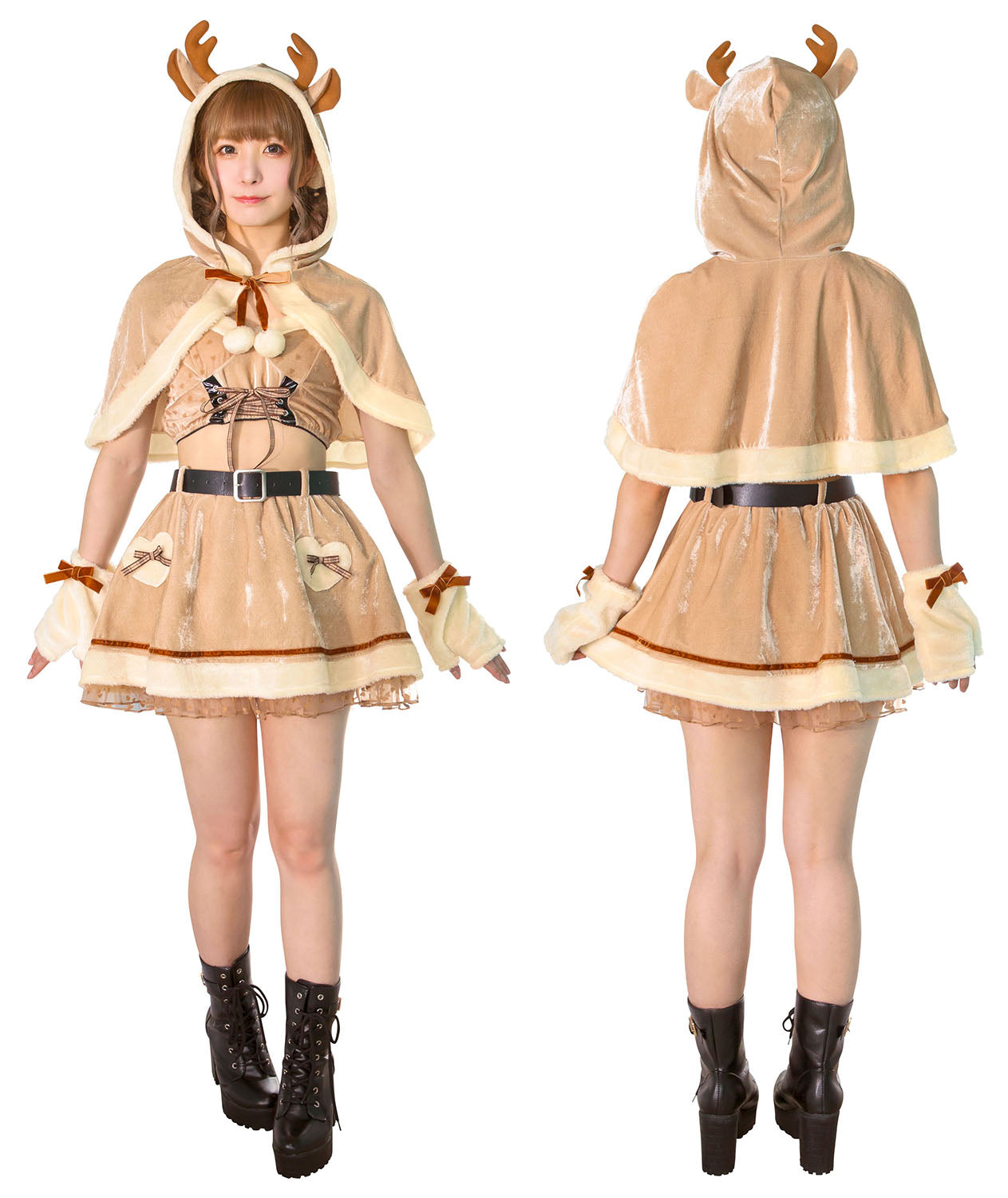 コスプレ クリスマス サンタ シュガーウィップ ラブケープトナカイ レディース フリーサイズ ブラウン【クリアストーン】♡