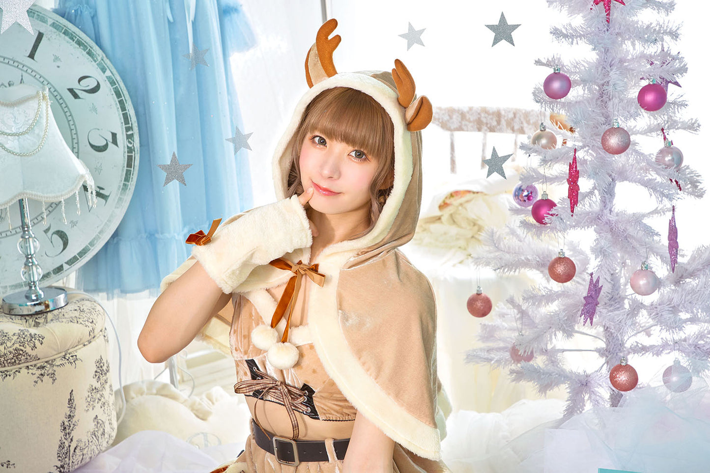 コスプレ クリスマス サンタ シュガーウィップ ラブケープトナカイ レディース フリーサイズ ブラウン【クリアストーン】♡