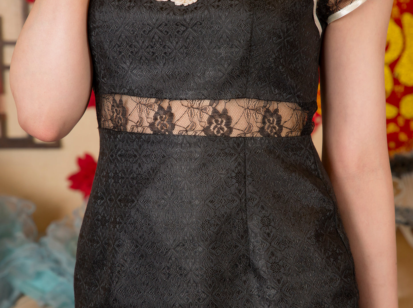 コスプレ チャイナ ロイヤルチャイナ ねこチャイナ ビター レディース S M L ブラック【クリアストーン】