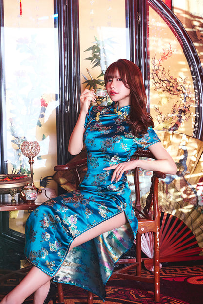 コスプレ チャイナドレス ロイヤルチャイナ ロング 全8色 S/M/L 【クリアストーン】