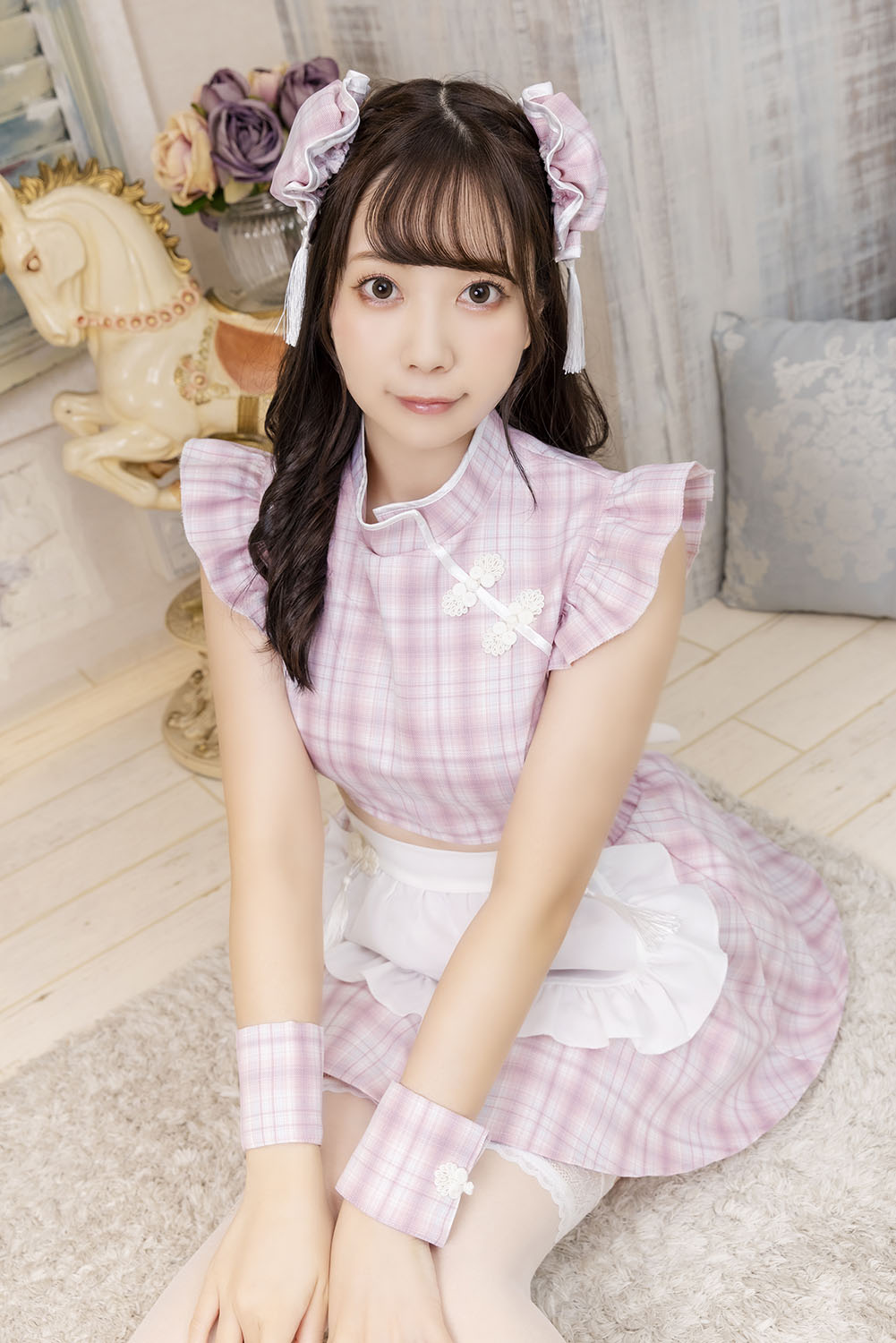 コスプレ ハロウィン メイド チャイナ リリパレ ミルキーチャイナメイド レディース フリーサイズ ピンク【クリアストーン】