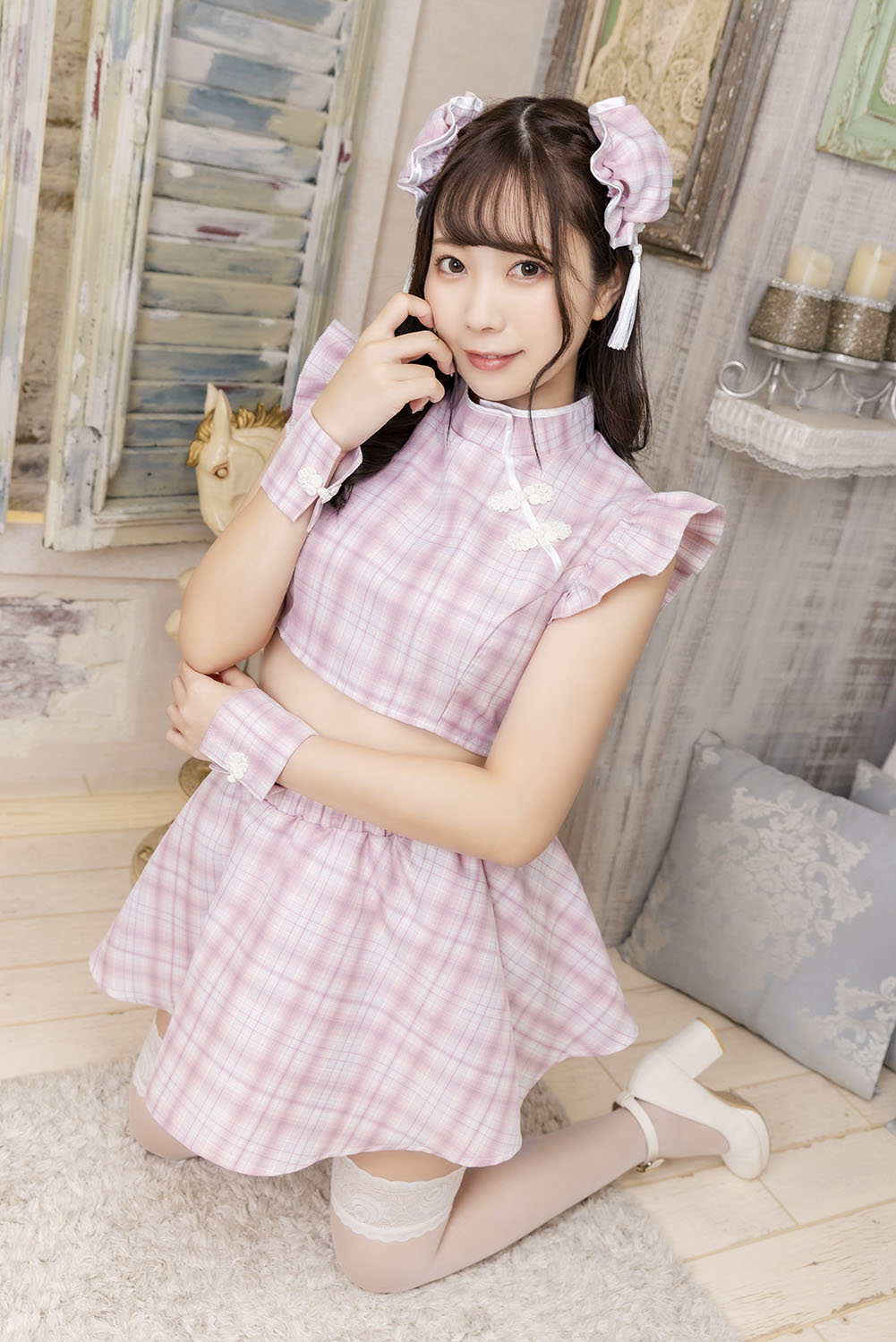 コスプレ ハロウィン メイド チャイナ リリパレ ミルキーチャイナメイド レディース フリーサイズ ピンク【クリアストーン】