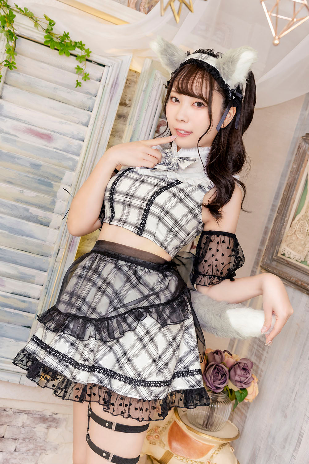 コスプレ ハロウィン メイド おおかみ リリパレ アッシュウルフメイド レディース フリーサイズ グレー【クリアストーン】♡