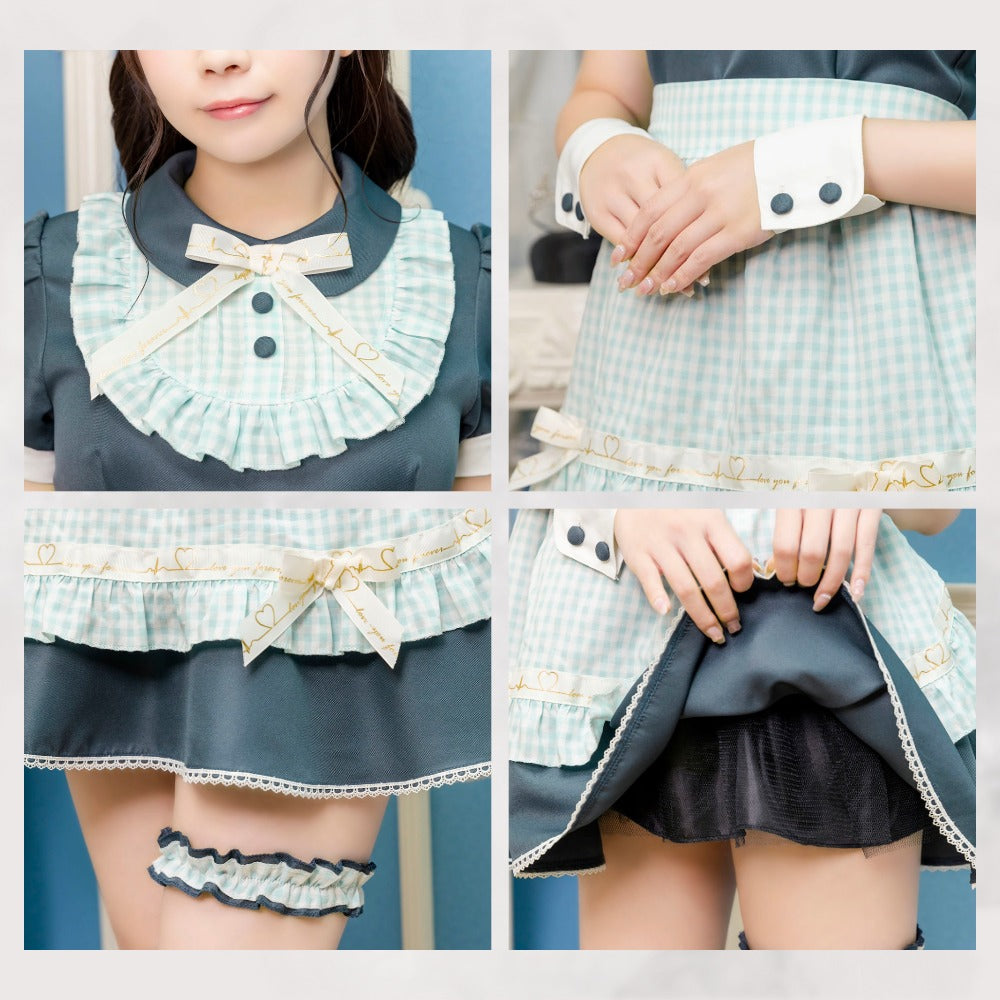 コスプレ バレンタイン メイド リリパレ ベイビーリボンメイド レディース フリーサイズ ブルー【クリアストーン】