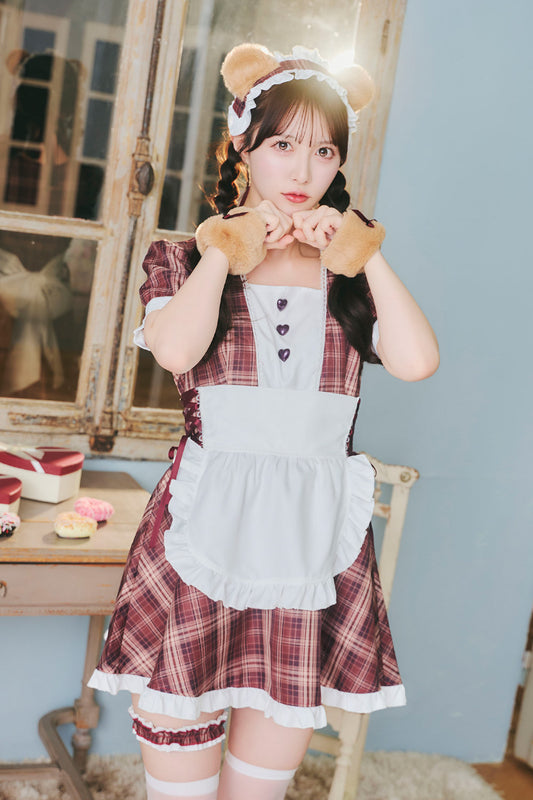 《JamsCollection・保科凜ちゃん着用》コスプレ バレンタイン メイド リリパレ ショコラベアメイド レディース フリーサイズ ブラウン【クリアストーン】 ♡