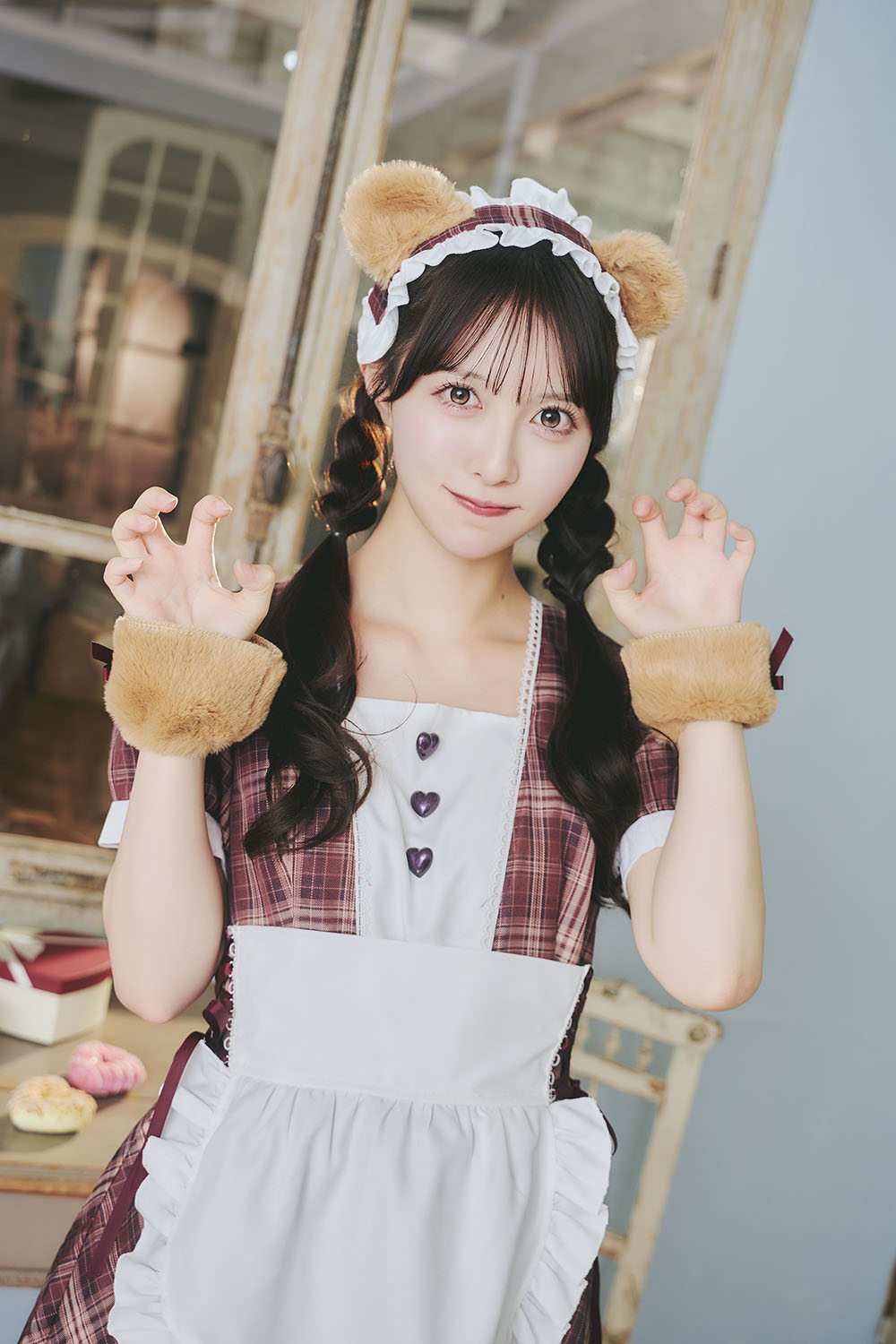 《JamsCollection・保科凜ちゃん着用》コスプレ バレンタイン メイド リリパレ ショコラベアメイド レディース フリーサイズ ブラウン【クリアストーン】 ♡