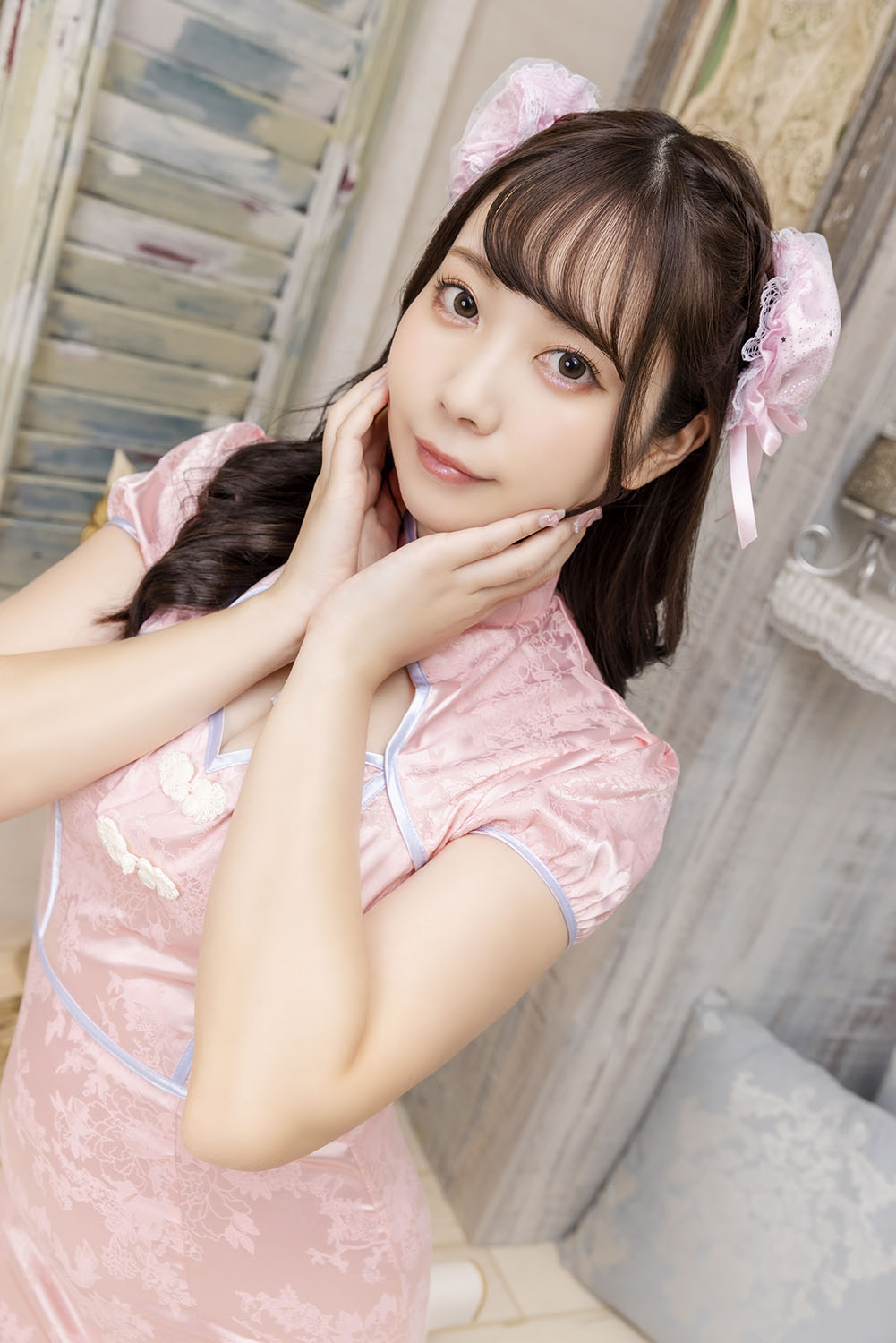 コスプレ小物 チャイナ トゥインクルお団子カバー リリパレ レディース フリーサイズ ブルー/ピンク【クリアストーン】