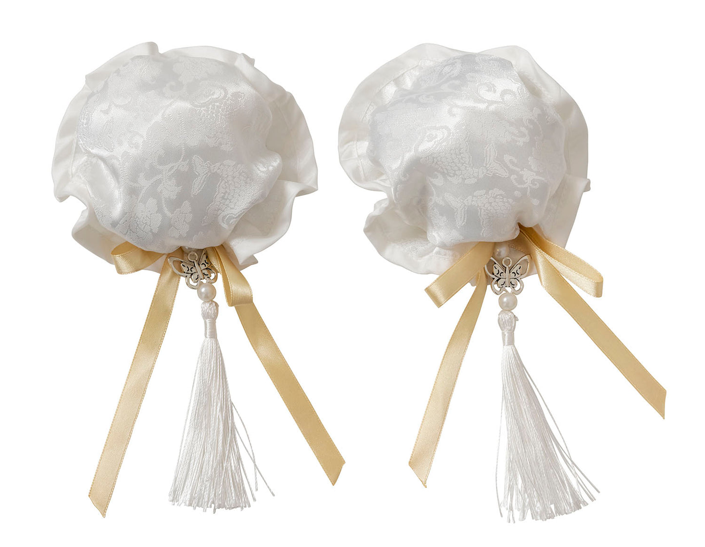 コスプレ小物 チャイナ チャイナお団子カバー リリパレ レディース フリーサイズ ホワイト/ピンク【クリアストーン】